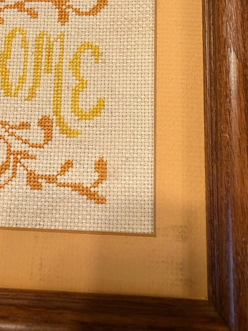 Vintage Wooden Framed Cross Stitch 